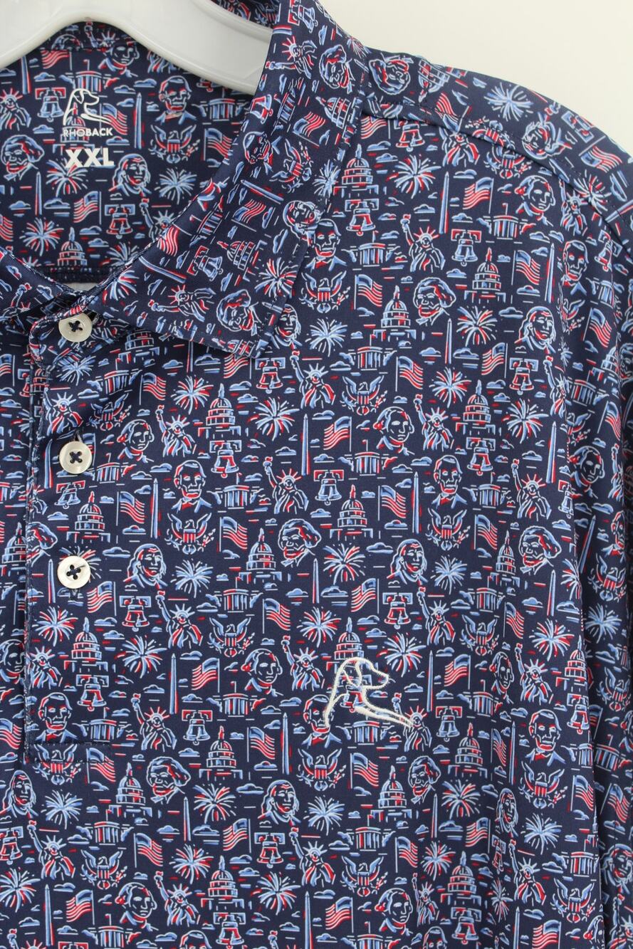 Rhoback Men’s Performance Polo The American Icon Navy 2XL NEW
